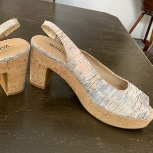 Can Eli‎  cork heel platform shoes. Worn once for 30 minutes in the house only